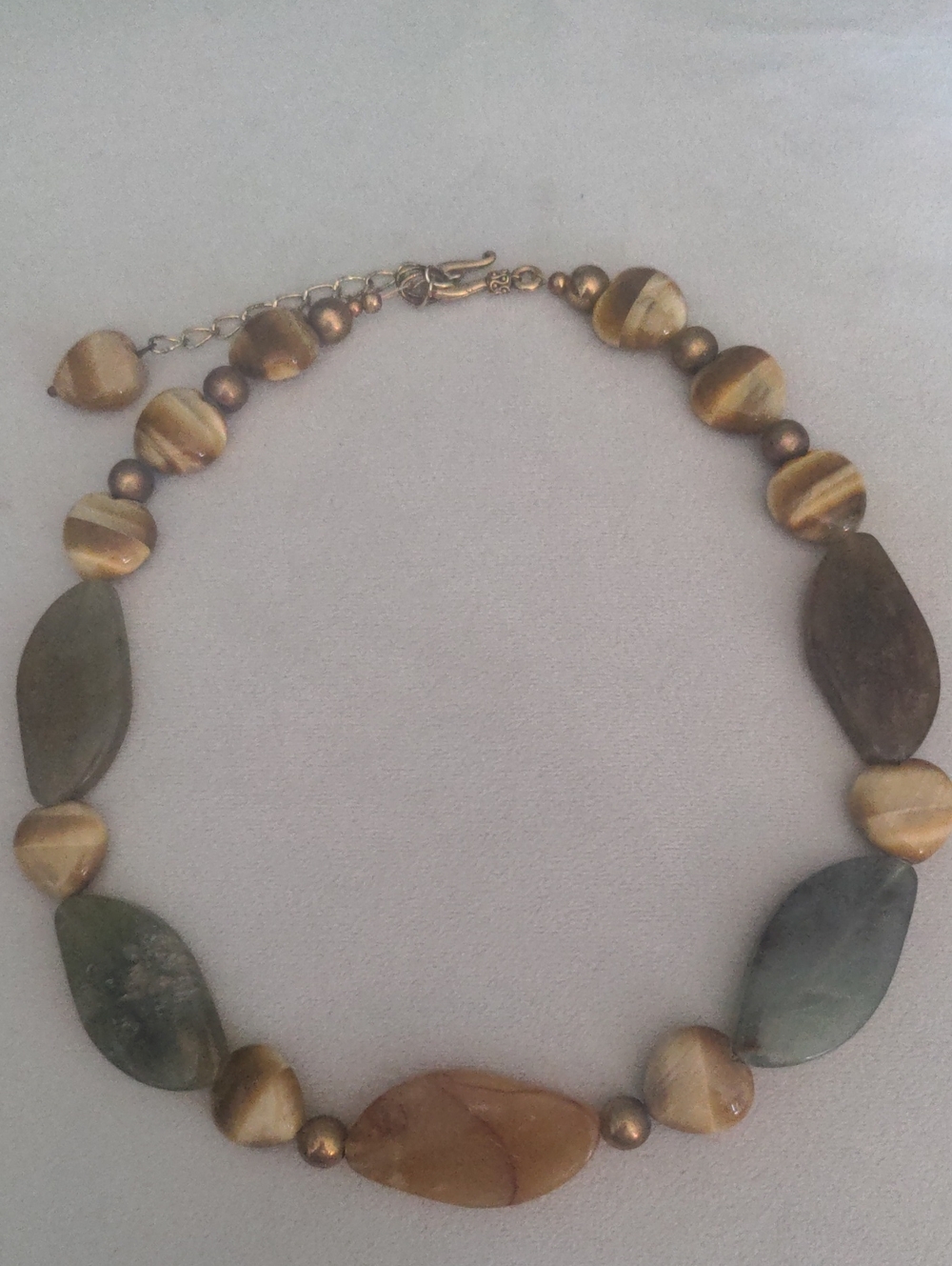 New Green & Gold Agate Gemstone ChokerNecklace, , Gold Tiger's Eye